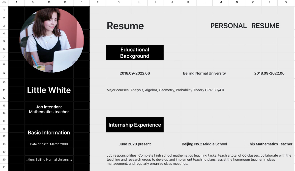 Resume of a Mathematics Teacher